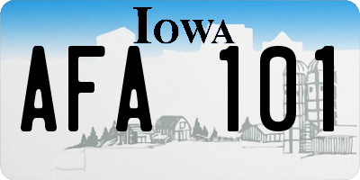 IA license plate AFA101
