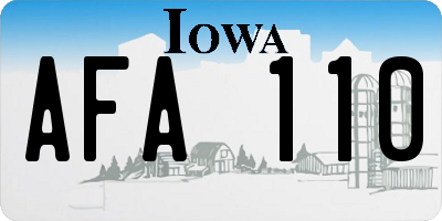 IA license plate AFA110
