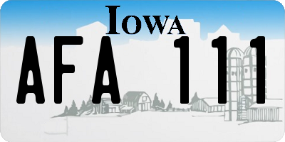 IA license plate AFA111