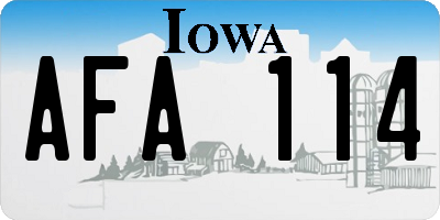 IA license plate AFA114