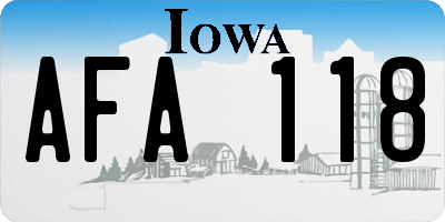 IA license plate AFA118