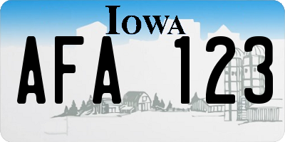 IA license plate AFA123