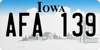 IA license plate AFA139