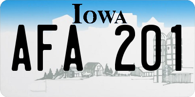 IA license plate AFA201