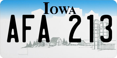 IA license plate AFA213