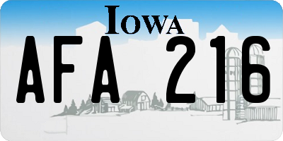 IA license plate AFA216