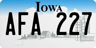 IA license plate AFA227