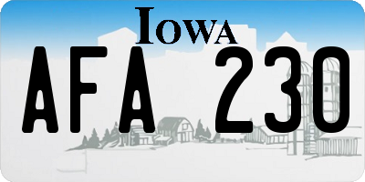 IA license plate AFA230