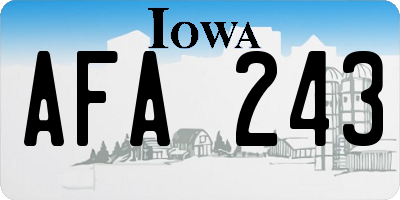 IA license plate AFA243