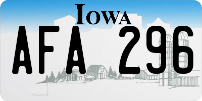 IA license plate AFA296