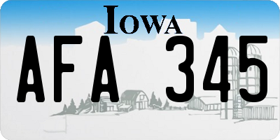 IA license plate AFA345