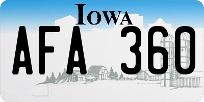 IA license plate AFA360