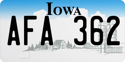 IA license plate AFA362