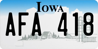 IA license plate AFA418