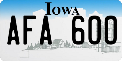 IA license plate AFA600