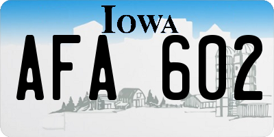 IA license plate AFA602