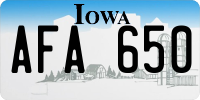 IA license plate AFA650