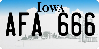 IA license plate AFA666