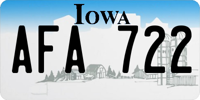 IA license plate AFA722