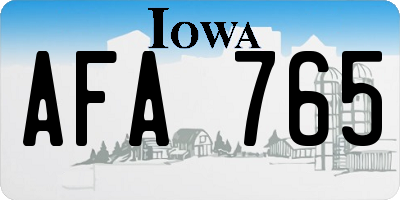 IA license plate AFA765