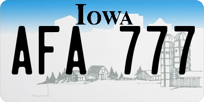 IA license plate AFA777