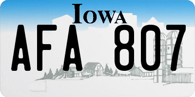 IA license plate AFA807