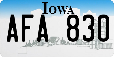 IA license plate AFA830