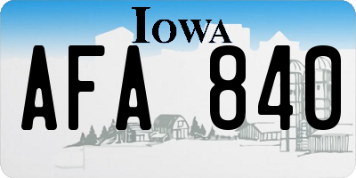 IA license plate AFA840