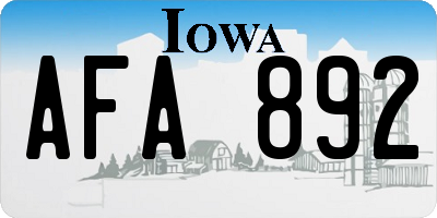 IA license plate AFA892