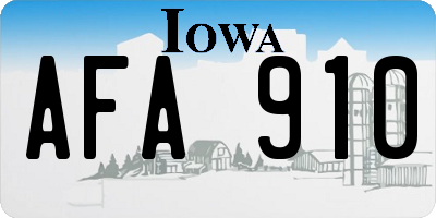 IA license plate AFA910