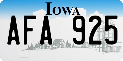 IA license plate AFA925