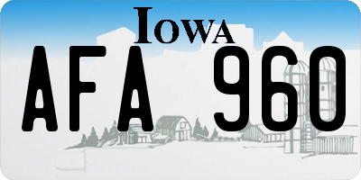 IA license plate AFA960