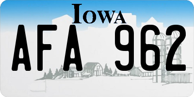 IA license plate AFA962