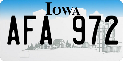 IA license plate AFA972