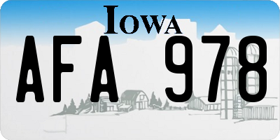 IA license plate AFA978