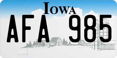 IA license plate AFA985