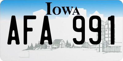 IA license plate AFA991