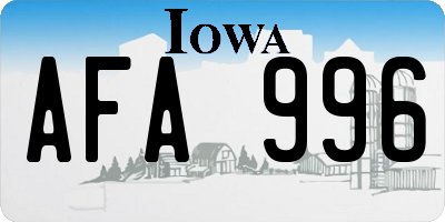IA license plate AFA996