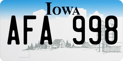 IA license plate AFA998
