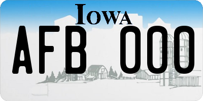 IA license plate AFB000