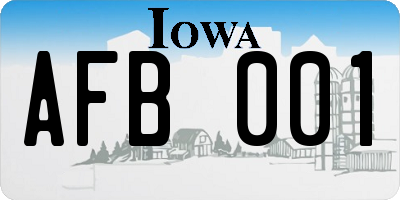 IA license plate AFB001