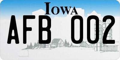 IA license plate AFB002