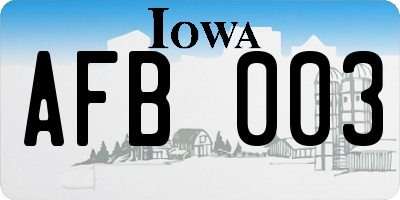 IA license plate AFB003