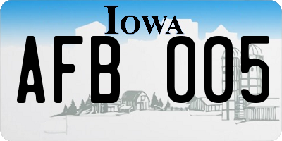 IA license plate AFB005
