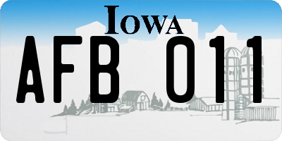 IA license plate AFB011