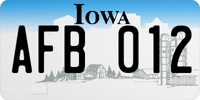 IA license plate AFB012