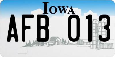 IA license plate AFB013