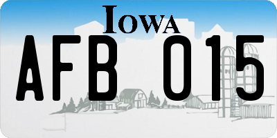 IA license plate AFB015