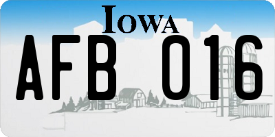 IA license plate AFB016