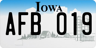 IA license plate AFB019